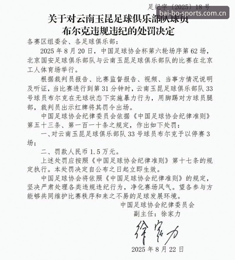 百博体育娱乐官网 中国足协第三批禁足名单最新动态:65人被处罚,行业整顿信号强烈